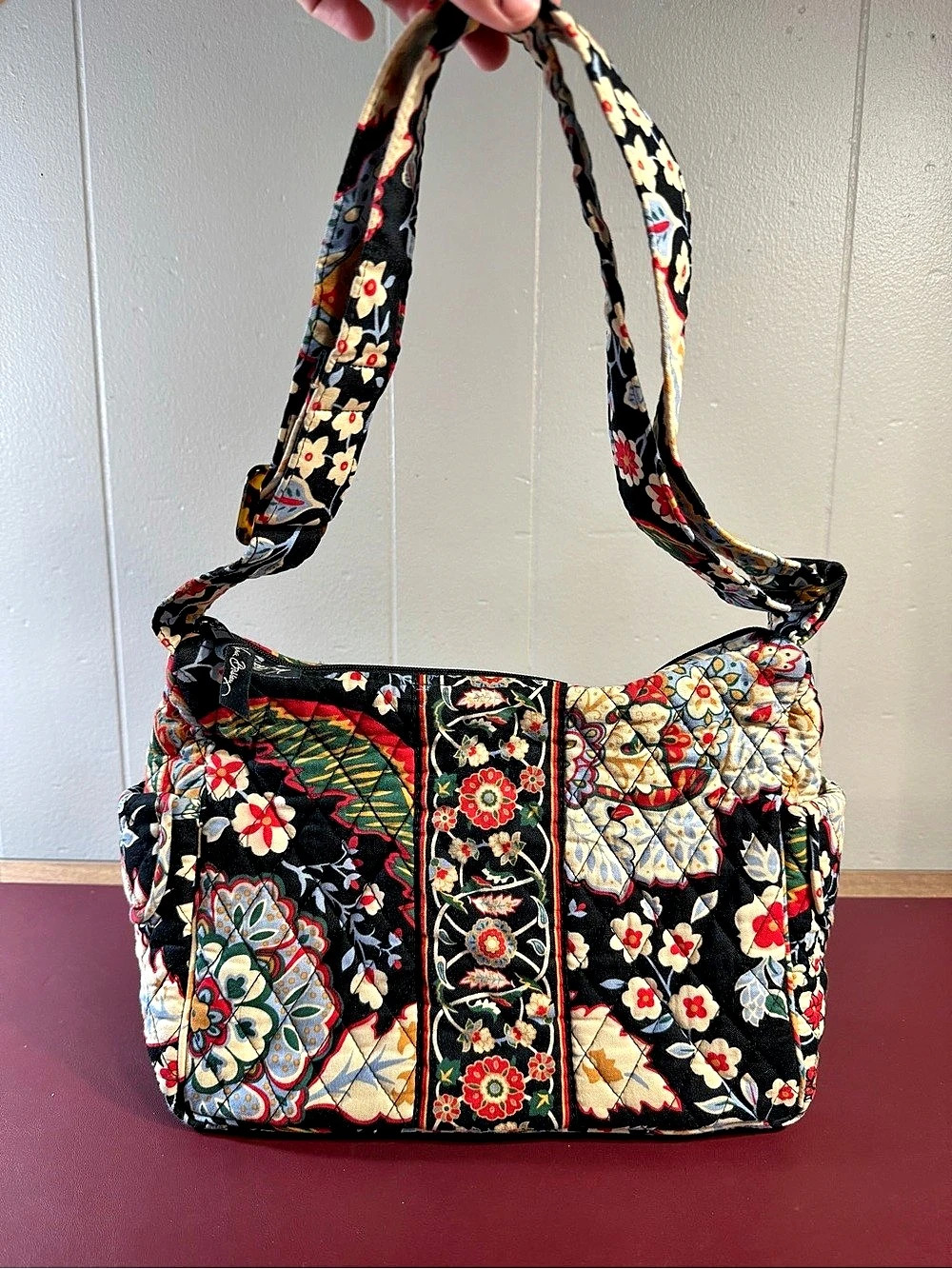 VTG Y2K Vera Bradley Versailles Black Maggie Hobo Shoulder Bag